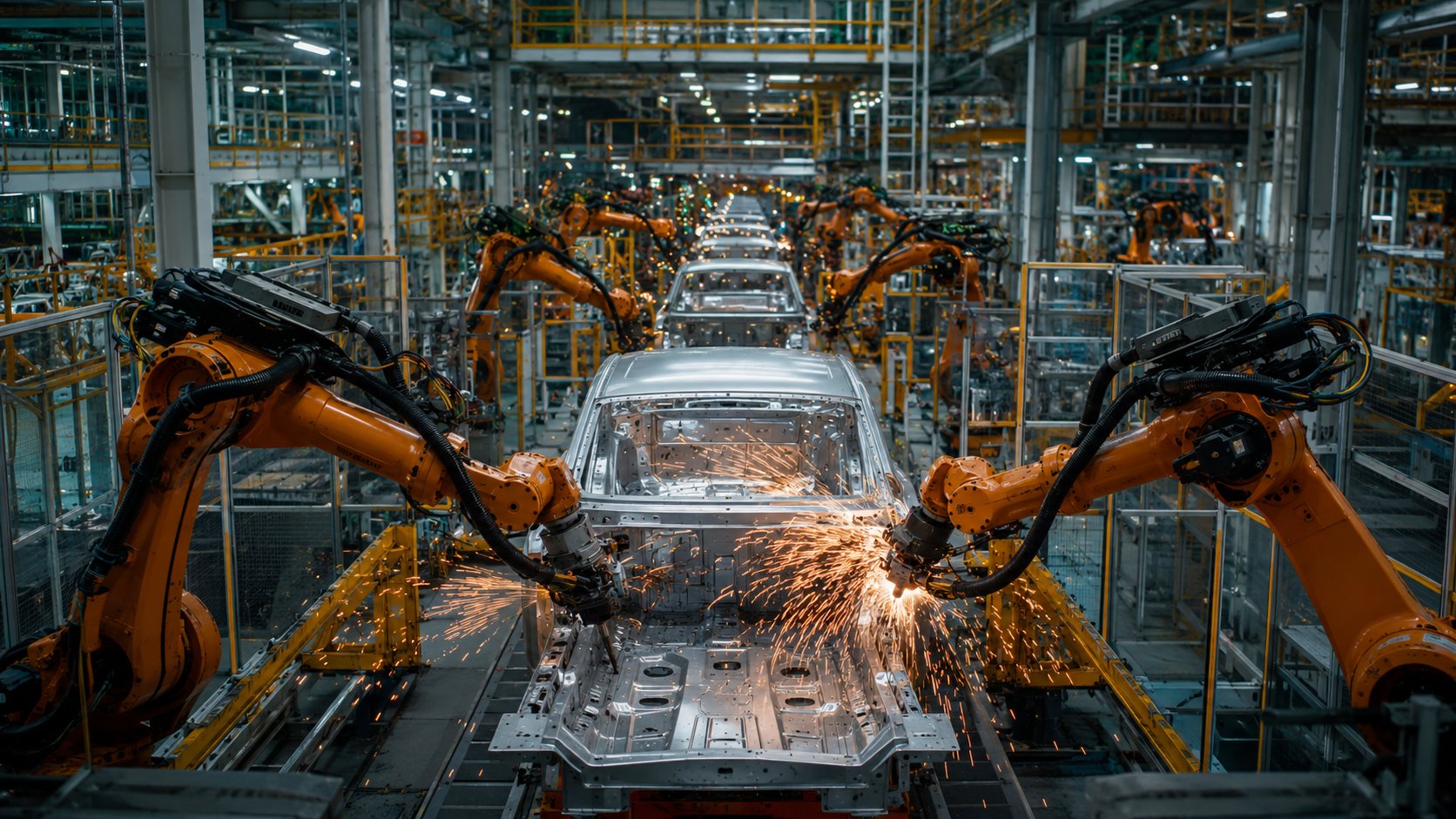 Industria automotriz línea de ensamble robotizada
